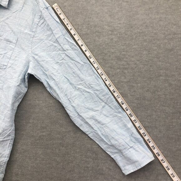 St. John's Bay Button Shirt Mens XXL Linen Blend Slim Fit Striped Long Sleeve - Picture 11 of 16